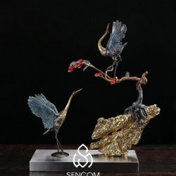 Alternative view of Decor Đôi Hạc Xanh Đồng Cao Cấp MS050