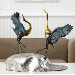 Alternative view of Decor Hạc Xanh Đồng Cao Cấp MS052