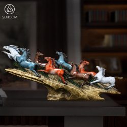 Decor Tượng Đồng Mã Đáo Thành Công ( Bát Mã) SCD0016