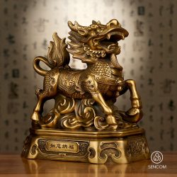 Alternative view of Decor Kỳ Lân Cưỡi Mây Đồng SCD0033