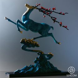 Alternative view of Decor Hươu Đồng Sừng Hoa SCD0091