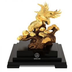 Decor Chim Hạc Đậu Trên Cành Cây Vàng Trên Sông SCD00506