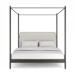 Campaign king bed with canopy