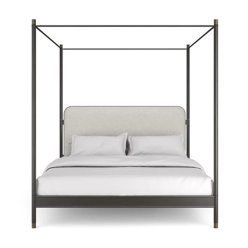 Campaign king bed with canopy