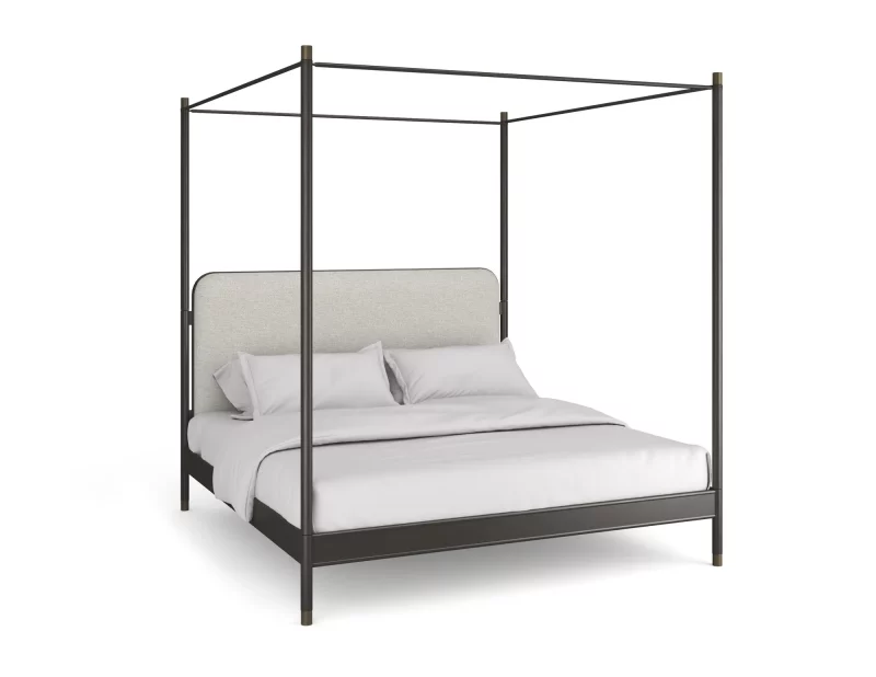 Campaign king bed with canopy